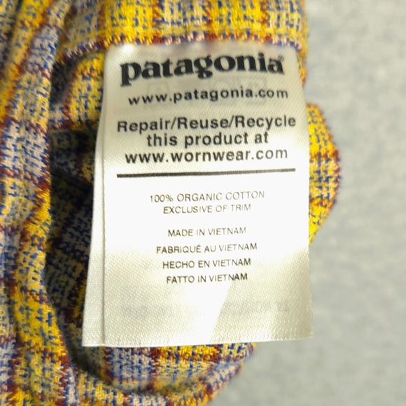 Patagonia Organic Fjord Flannel Long Sleeve Button Up Shirt Men's XL Yellow - Picture 3 of 7